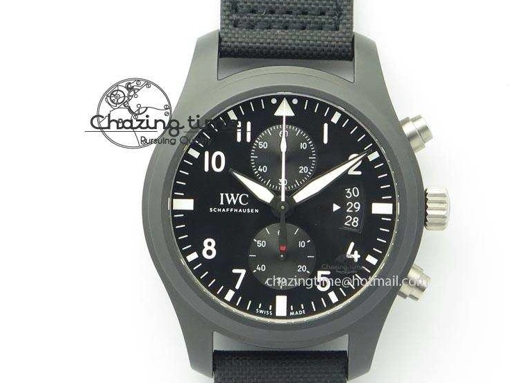 MIROTIME 0218 EasyCare Pilot Chrono IW388001 Real Ceramic ZF 1:1 Best Edition On Black Nylon Strap A 7279